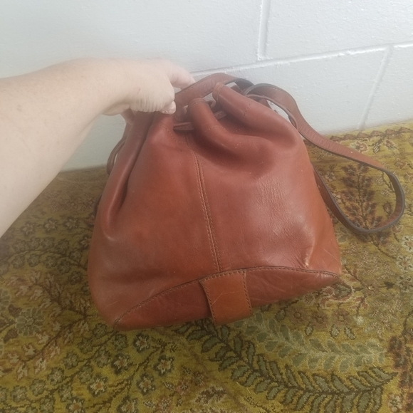 Vtg 70s Axixie aztec mexican leather bucket bag purse - Picture 2 of 11